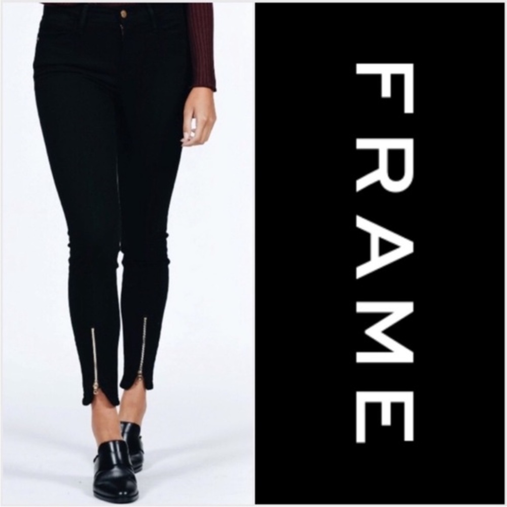 NWT Frame Le High Skinny Curve Split Zip-Hem Crop